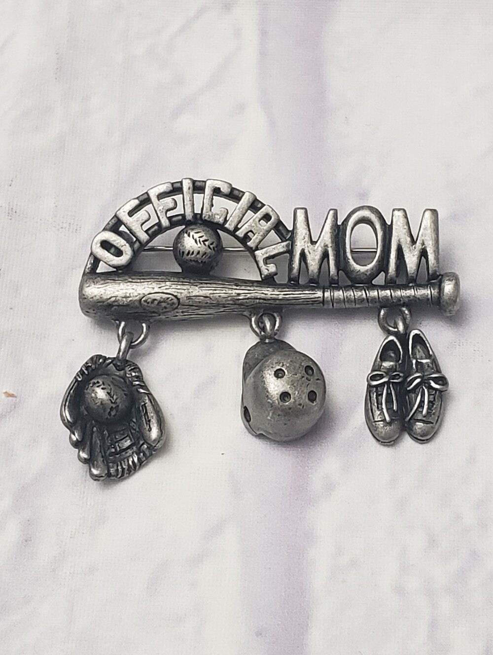 AJC Pewter Official Baseball MOM Brooch Pin NWOT